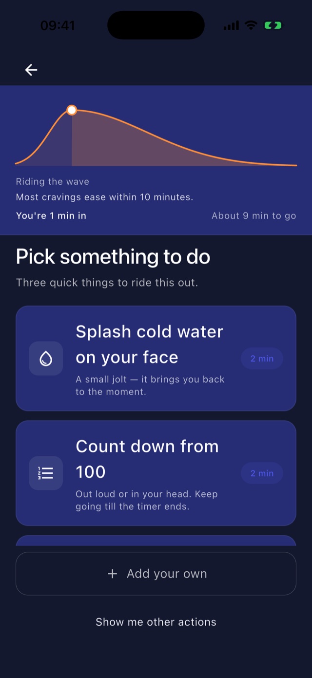 Budy action picker: pick something to do while riding the craving wave